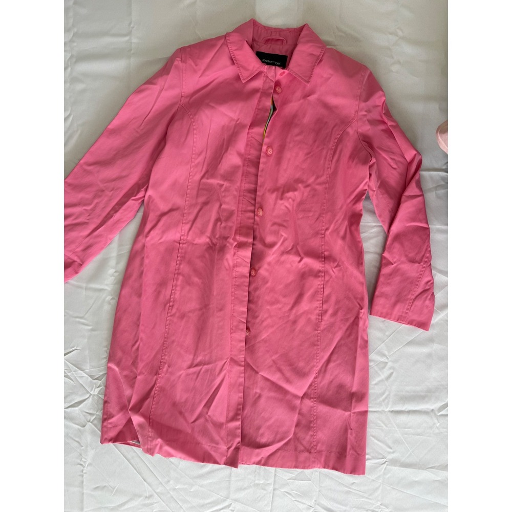 Jones New York Trench Coat Womens Size M Pink Lightweight Abstract Lining office